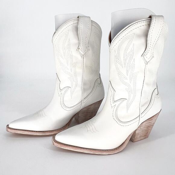 Thursday Boot Co. Sierra Western Boots White Leather Snip Toe Size 8 NWT - Picture 5 of 9